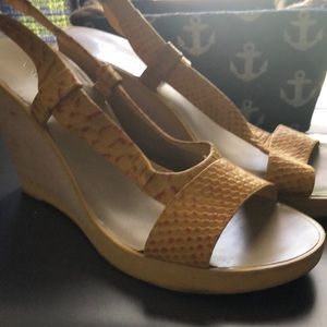 Nine West yellow sandals wedges